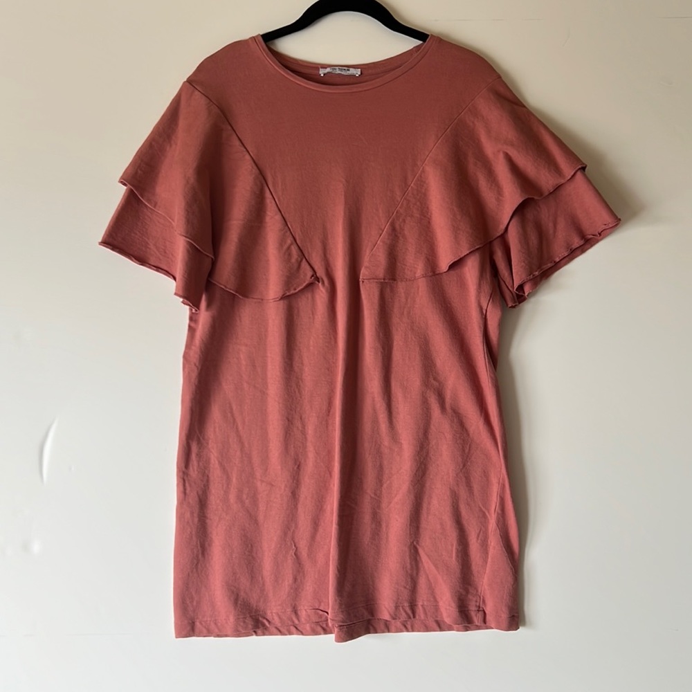 Zara Trafaluc Cotton Flutter Sleeve Dress size Small